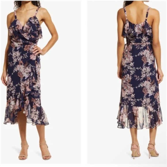 H15 Chelsea28 Flounce Wrap Midi Dress women's - Picture 1 of 5